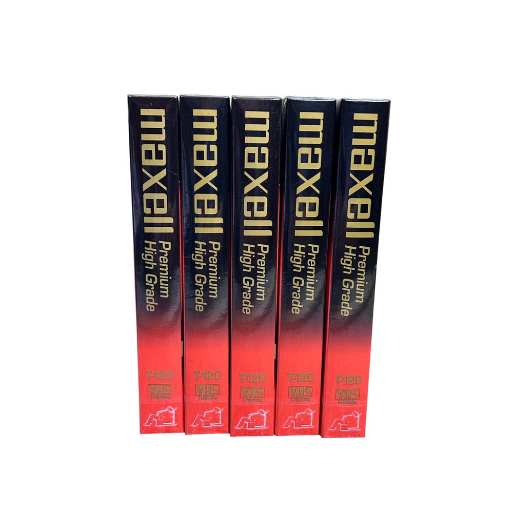 Maxell Premium High Grade T-120 VHS Videocassette‎ Tape New Lot of 5